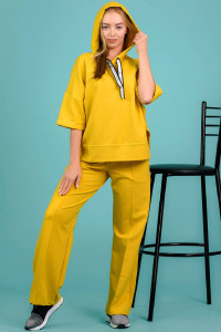 Костюм двойка женский №8150 футер с лайкрой 2-х нитка (последний размер) желтый 46,50,52