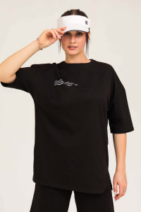 Футболка женская №50551 кулирка (последний размер) черный 46