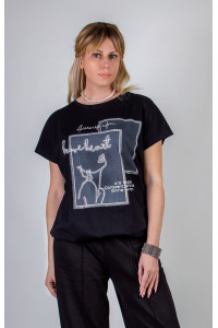 Футболка женская арт. А2006 хлопок стрейч (последний размер) черный 50-52