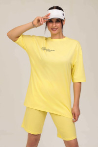 Футболка женская №50551 кулирка (последний размер) желтый 52,54