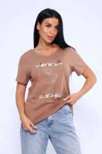 Футболка женская №80036 кулирка (последний размер) шоколад 50