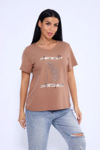 Футболка женская №80036 кулирка (последний размер) шоколад-серебро 62