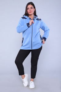 Толстовка женская №52223 футер 3-х нитка с начесом (последний размер) голубой 50