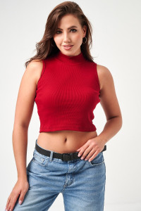 Топ женский №52714 кашкорсе (р-ры: 42-48) бордовый