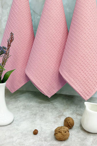 Набор кухонный из 3-х полотенец вафельное полотно ПВ-025 персик