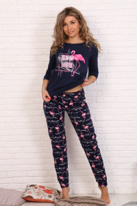 Пижама женская К-162 кулирка (последний размер) фламинго синий 48