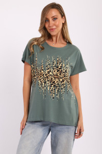 Футболка женская №32102 кулирка пенье (последний размер) зеленый 56,58