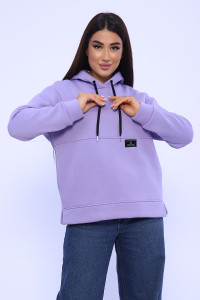 Худи женское №82043 футер 3-х нитка с начесом (последний размер) лаванда 52,54