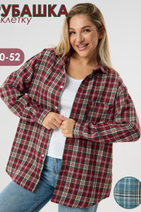Рубашка женская №057441 фланель (последний размер) бордовый 44-46,52