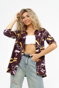 Рубашка женская №36806 кулирка (последний размер) коричневый 52