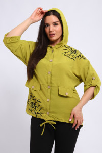 Рубашка женская №31965 сингапур (последний размер) зеленый 50