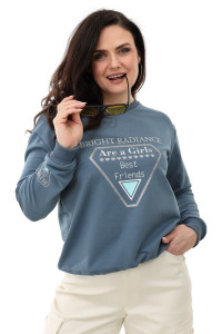 Свитшот женский №75001 футер с лайкрой 2-х нитка (последний размер) пепел 60