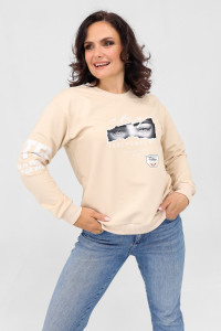 Свитшот женский №88515 футер 2-х нитка (последний размер) бежевый 52