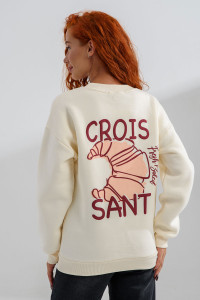 Свитшот женский №8572 футер 3-х нитка с начесом (последний размер) молочный-круассан 42