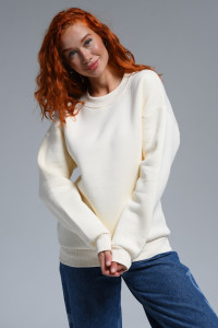 Свитшот женский №14422 футер 3-х нитка с начесом (последний размер) молочный 42,46,52