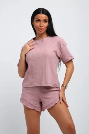 Костюм двойка женский №150 кулирка с лайкрой (р-ры: 44-58) розовый
