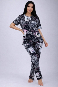 Пижама женская №18115 кулирка (р-ры: 44-54) черно-белые портреты