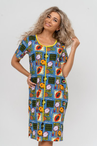 Халат женский №37007 кулирка (р-ры: 48-58) голубой