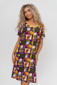 Халат женский №37007 кулирка (р-ры: 48-58) баклажан