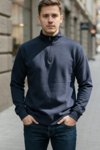 Джемпер мужской №52723 футер 2-х нитка (р-ры: 46-60) темно-синий