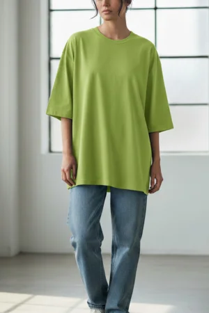 Футболка женская №826 "Oversize" кулирка (р-ры: 50) салатовый