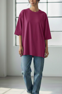 Футболка женская №826 "Oversize" кулирка (р-ры: 50) фуксия