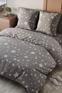 Постельное белье "Эко" бязь "Звезды" серый