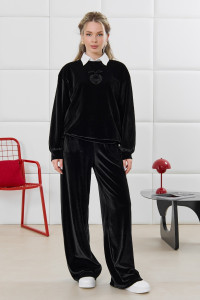 Костюм двойка женский "Нуар" велюр стрейч бархат (р-ры: 44-54) черный