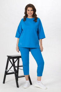 Костюм двойка женский "Рейв-3" футер 2-х нитка с лайкрой (р-ры: 46-58) синий электрик