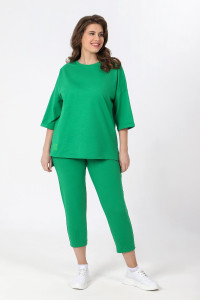 Костюм двойка женский "Рейв-3" футер 2-х нитка с лайкрой (р-ры: 46-58) зеленый