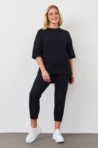 Костюм двойка женский "Рейв-3" футер 2-х нитка с лайкрой (р-ры: 46-58) черный