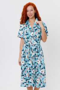 Халат женский №2128/2 кулирка (р-ры: 52-62) голубой