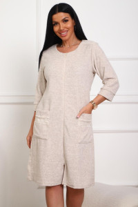 Халат женский 01075 махра (р-ры: 46-58) светло-бежевый