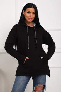 Толстовка женская 01074 футер с лайкрой (р-ры: 46-58) черный
