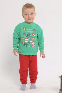 Свитшот детский 2378-Фут "Футер" футер 2-х нитка (р-ры: 80-110) Новый Год зеленый