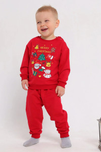 Свитшот детский 2378-Фут "Футер" футер 2-х нитка (р-ры: 80-110) Новый Год красный