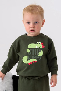 Свитшот детский 2378-Фут "Футер" футер 2-х нитка (р-ры: 80-110) хэппи дино зеленый