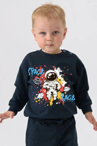 Свитшот детский 2378-Фут "Футер" футер 2-х нитка (р-ры: 80-110) космонавт синий