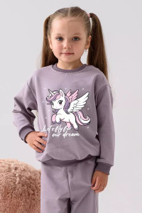 Свитшот детский 2388-Фут "Футер" футер 2-х нитка (р-ры: 80-110) единорог сухая роза