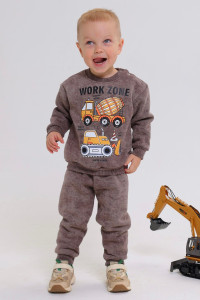 Свитшот детский 2398-Фут "Футер" футер 3-х нитка с начёсом (р-ры: 80-110) бетономешалка коричневый