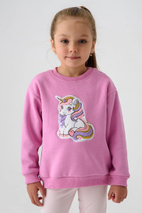 Свитшот детский 2392-Фут "Футер" футер 3-х нитка с начёсом (р-ры: 80-110) единорог розовый