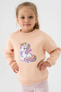 Свитшот детский 2392-Фут "Футер" футер 3-х нитка с начёсом (р-ры: 80-110) единорог персик