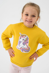 Свитшот детский 2392-Фут "Футер" футер 3-х нитка с начёсом (р-ры: 80-110) единорог желтый