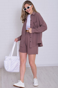 Костюм двойка женский 5351 костюмная ткань (р-ры: 42-56) мокко