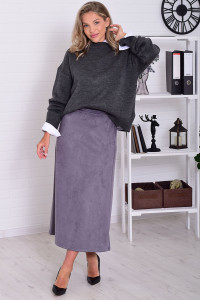 Юбка женская Ф9010а замша (р-ры: 44-54) серый