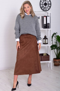 Юбка женская Ф9010 замша (р-ры: 44-54) шоколад