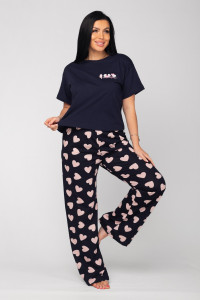 Костюм двойка женский К-349 "Флирт" кулирка (последний размер) чернило 48