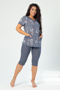 Костюм двойка женский К-227 "Барыня голубой" кулирка (последний размер) 48