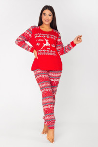 Костюм двойка женский НГ-01 "Лапландия" кулирка (последний размер) красный 48