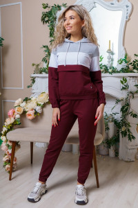 Костюм двойка женский К-033 футер 2-х нитка с лайкрой (последний размер) бордовый 48,50